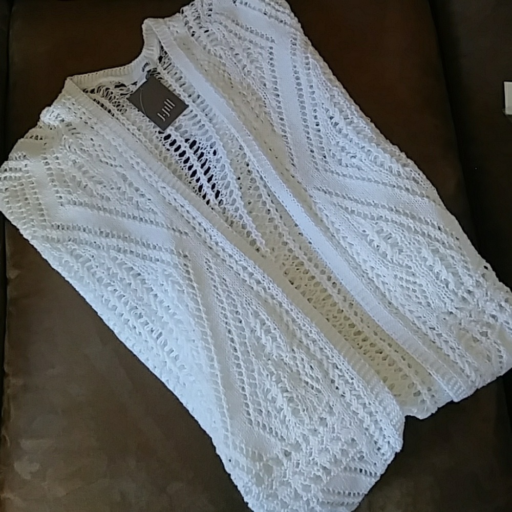 NWT 🆕 J. Jill Short Sleeve White Cardigan XS/S